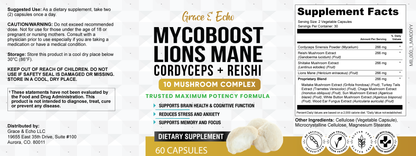 MycoBoost - Lion's Mane + Cordyceps + Reishi, 10 Mushroom Complex